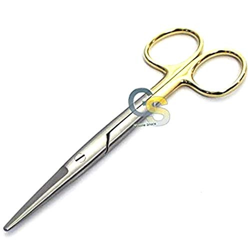 G.S T-C Mayo Dissecting Scissors 5.5' Straight with Tungsten Carbide Inserts with Gold Handle
