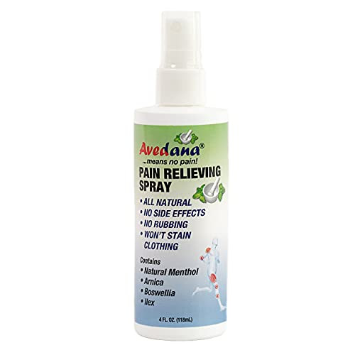Avedana Pain Relief Spray 4 Ounce Muscle Spray with Menthol Arnica Boswellia and Ilex All-Natural Numbing Spray for Common Aches and Pain Pain Relief Formula for Muscles and Joints Avedana Pain Relief Spray 4 Ounce Muscle Spray with Menthol Arnica Boswellia and Ilex All-Natural Numbing Spray for Common Aches and Pain Pain Relief Formula for Muscles and Joints