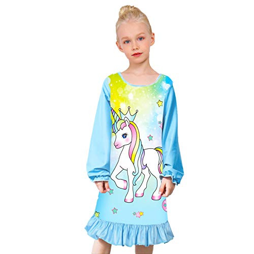 Girls Nightgowns Unicorn Princess Pajama Dresses Sleepwear Nightie Night Gowns