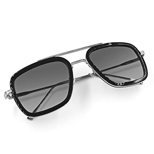 Vintage Aviator Square Sunglasses for Men Women Gold Frame Retro Classic Sunglasses -Tony Stark the Same Color-
