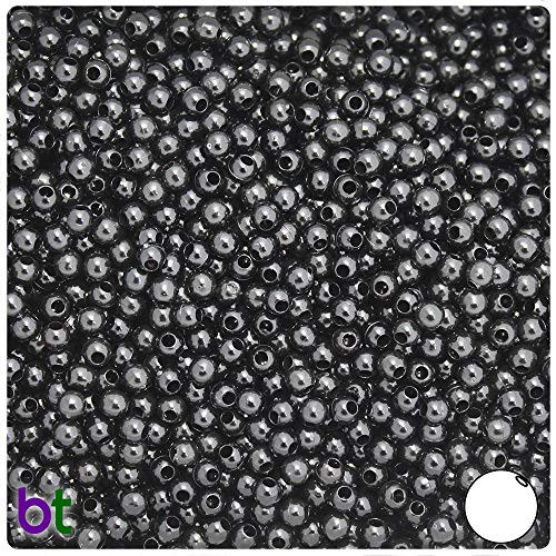 BeadTin Black Opaque 4mm Round Plastic Beads -1000pcs-