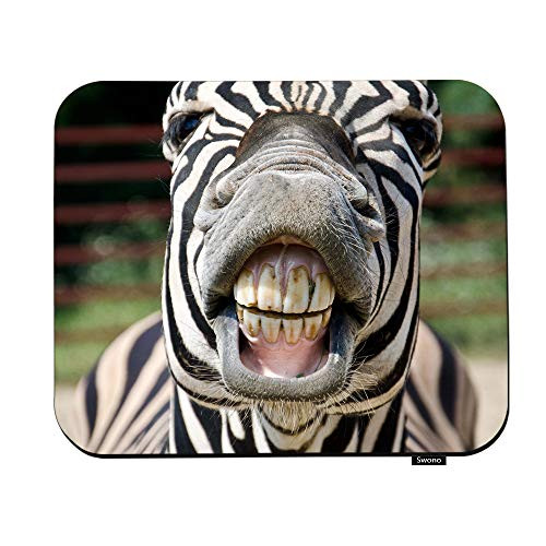 Swono Zebra Mouse Pads Funny Zebra Open Mouth and Show Teeth Mouse Pad for Laptop Funny Non-Slip Gaming Mouse Pad for Office Home Travel Mouse Mat 7.9"X9.5"