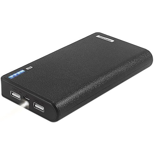 20000mAh Power Bank(Compact Portable Charger) with Flashlight, Dual-Port Output External Battery for iPhone, iPad, Samsung Galaxy and More -Tinkon (Black)