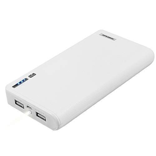 Tinkon 20000mAh Power Bank(Compact Portable Charger) with Flashlight, Dual-Port Output External Battery for iPhone, iPad, Samsung Galaxy and More (White)