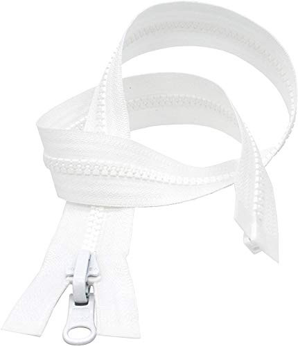 5 Molded White Vislon YKK Jacket Reversible Separating Zipper - Choose Your Length - Made in The United States -1 Zipper Per Pack- -14" Inches-