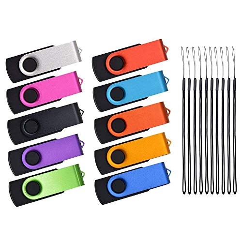 USB Flash Drive 64MB Pack of 10 Small Capacity Thumb Drives for Data Storage Kepmem Metal Swivel USB 2.0 Memory Stick Colorful Pen Drive Portable Keychain Zip Drive Bulk Jump Drives with 10pcs Lanyard