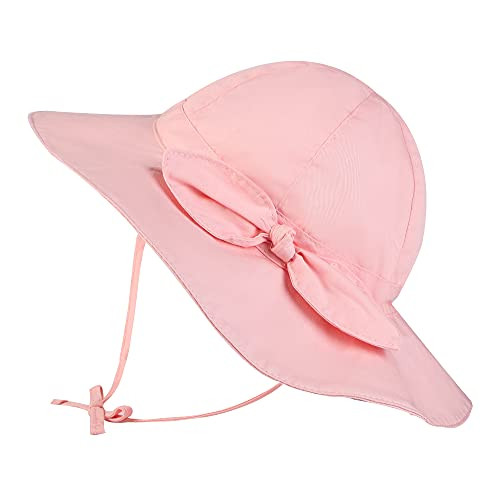 Toddler Sun Hat Baby Boy Girl Sun Hats Infant Summer Beach UPF 50 plus Kids Bucket Hat Sun Hat for Baby Swim Hat Solid Pink Toddler 12-24 Months