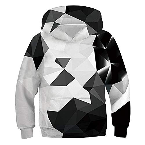uideazone Boys Girls Thin Pullover Hoodies for Kids 3D Black White Geometric Printed Hooded Sweatshrit Casual Graphic Hoody Tracksuit 14-16 years uideazone Boys Girls Thin Pullover Hoodies for Kids 3D Black White Geometric Printed Hooded Sweatshrit Casual Graphic Hoody Tracksuit 14-16 years