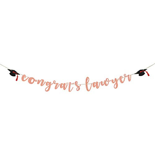 INNORU Glitter Congrats Lawyer Banner for Case Closed Party Bunting - High School College Law Grad Lawyer Graduation Party Decorations Supplies Rose Gold