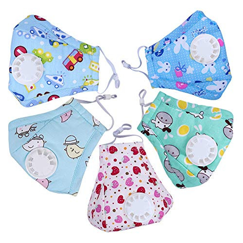 Ligart Kids Anti Pollution Mask with Activated Carbon N95 Filters Dust Mask Filtration Exhaust Gas Anti Pollen Allergy PM2.5 Air Filter Mask for Outdoor Activities 5Pcs