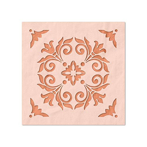 Stencil Stop Intricate Tile Pattern Stencil - Reusable for DIY Projects Painting Drawing Crafts - 14 Mil Mylar Plastic -2 x 2 inches-
