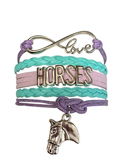 Infinity Collection Horse Charm Bracelet Horse Lovers Equestrian Jewelry for Her -Teal-Purple- Infinity Collection Horse Charm Bracelet Horse Lovers Equestrian Jewelry for Her -Teal-Purple-