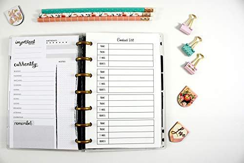 Contact List Inserts for the Mini Happy Planner Fits 7-Disc Notebook Planner Contact Information Pre-punched Happy Planner Inserts Pre-punched Contact Information