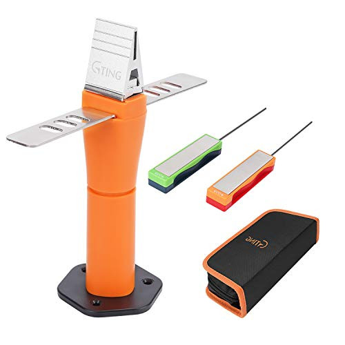 Professional Knife Sharpening System G-TING Precision Knife Sharpener Fixed-angle Kitchen Sharpening Tool Kit Chef Knife Sharpeners with 4 Diamond Sharpening Stones for Hunting Outdoor Kitchen