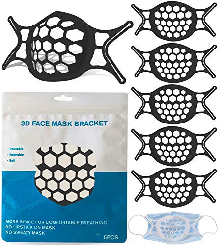 Silicone Face Mask Bracket for Easier Breathing - 3D Support Frame Insert Keeps Fabric off Mouth  Lipstick  and  Makeup Protector  Cool Breathable Inner Holder Cup  Comfortable Reusable  and  Washable 5x