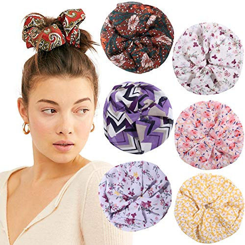 Oversized Satin Women Hair Scrunchies - 6Pcs Giant Hair Scrunchies Satin Scrunchy Hair Ties Bands Ropes Elastic Ponytail Holders for Women Girls -Printing 7- Oversized Satin Women Hair Scrunchies - 6Pcs Giant Hair Scrunchies Satin Scrunchy Hair Ties Bands Ropes Elastic Ponytail Holders for Women Girls -Printing 7-