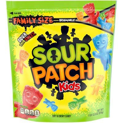 SOUR PATCH KIDS Soft  and  Chewy Candy 1.8 Pounds Family Size Resealable Bag - by Tundras