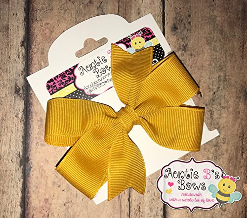 Solid Gold -Mustard- PInwheel Hair Bow 3" MADE IN USA