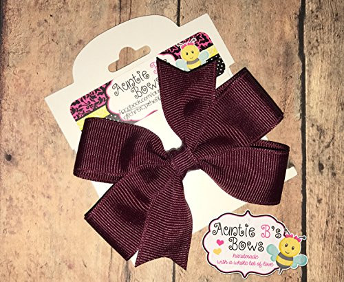 Solid Maroon Pinwheel Hair Bow 3" MADE IN USA