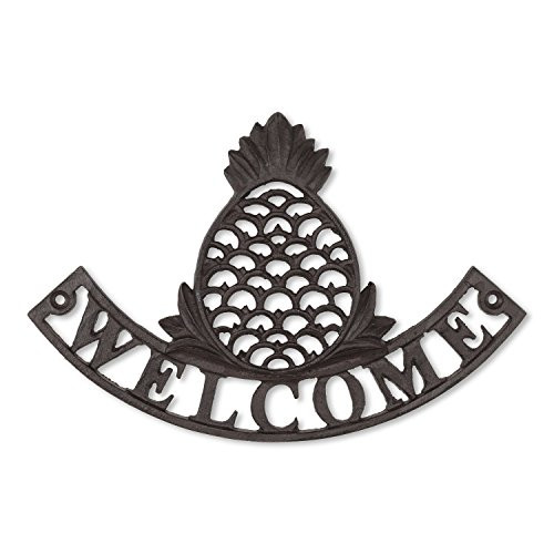 Abbott Collection 27-Iron AGE/386 Pineapple 'Welcome' Sign-10 W Brown