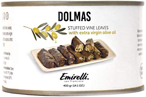 Emirelli Dolmas Stuffed Grape Leaves with Rice Mediterranean Herbs in Extra Virgin Olive Oil Super Tasty Ready to Eat Vegan Rolls - Traditional Turkish Recipe Dolmades Can Emirelli Dolmas Stuffed Grape Leaves with Rice Mediterranean Herbs in Extra Virgin Olive Oil Super Tasty Ready to Eat Vegan Rolls - Traditional Turkish Recipe Dolmades Can