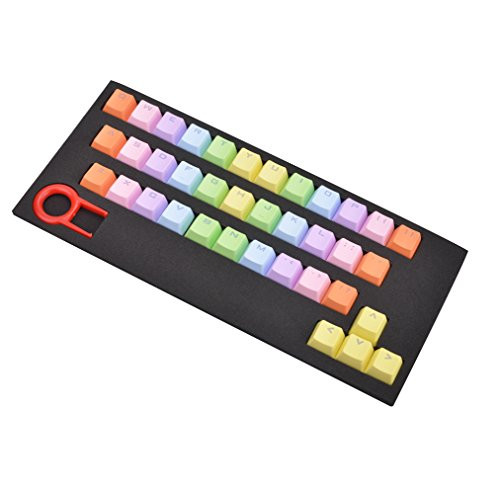 PBT keycaps 37 Key One Set Key caps Double Shot Backlit keycap with Key Remover for Mechanical Gaming Keyboard Rainbow Gradient