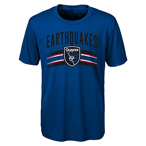 MLS San Jose Earthquakes Boys Performance Short Sleeve Tee Large-Size -14-16- Master Blue