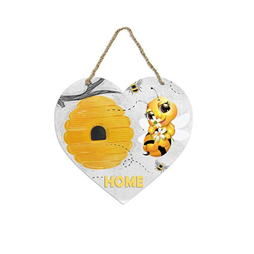 Binory Bumble Bee Gnomes Welcome Sign Honey Bees Festival Sign Welcome Signs for Front Door Porch Wall Window Wooden Hanging Ornaments Bee Party Decorations Farmhouse Decor Housewarming Gift -K-