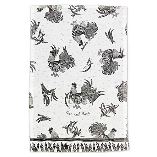 Karma Gifts Black And White Rooster Boho Tea Towels 28" L x 20" W