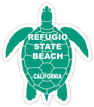 R and R Imports Refugio State Beach California Souvenir 4 Inch Green Turtle Shape Decal Sticke