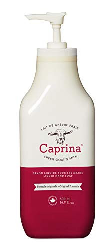 Caprina by Canus Liquid Hand Soap Pump Original 16.9 Oz With Fresh Canadian Goat Milk Soften  and  Soothe Skin Moisturizing Vitamin A B2 B3  and  More 16.9 Fl Oz