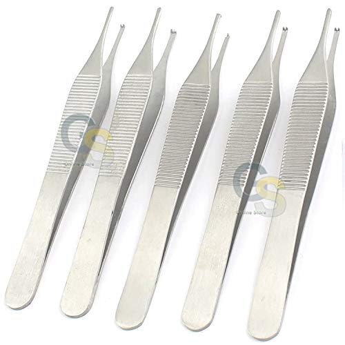 G.S Set of 5 PCS ADSON Tissue Forceps 1x2 O.R Grade Veterinary Dental INST Best Quality