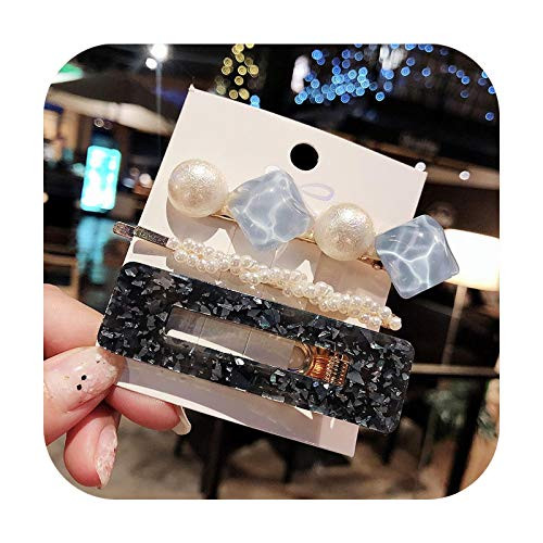 HaHapo New 3Pcs-Set Fashion Pearls Geometric Hair Clips For Women Girls Headband Hairpins Barrettes Hair Accessories Set-17