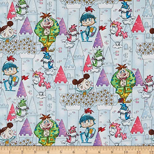Studio E Fabrics Believe in Magic Tower Castle Fabric White