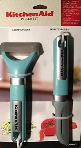 KitchenAid 2-pc Handheld Peeler Set: Julienne Peeler, Serrated Peeler, Aqua Sky