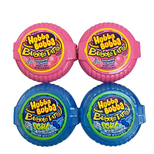 Hubba Bubba Original Bubble Tape and Hubba Bubba Sour Blue Raspberry Bubble Tape Bundle 6 Feet of Gum Each Tape 2 Original Flavor Gum and 2 Blue Raspberry Gum Pack of 4 Total Hubba Bubba Original Bubble Tape and Hubba Bubba Sour Blue Raspberry Bubble Tape Bundle 6 Feet of Gum Each Tape 2 Original Flavor Gum and 2 Blue Raspberry Gum Pack of 4 Total