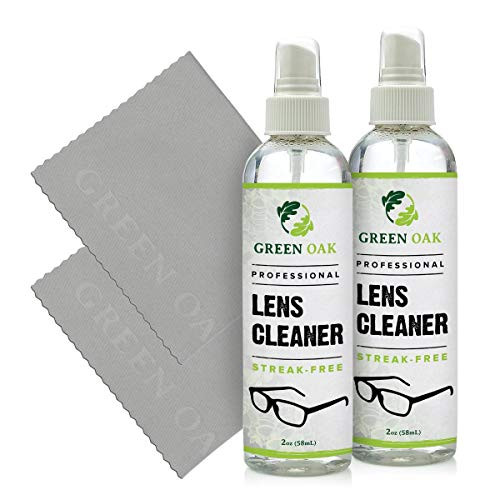 Lens Cleaner Spray Kit  Green Oak Professional Lens Cleaner Spray with Microfiber Cloths  Best for Eyeglasses Cameras and Lenses - Safely Cleans Fingerprints Dust Oil -2oz Travel Pack-
