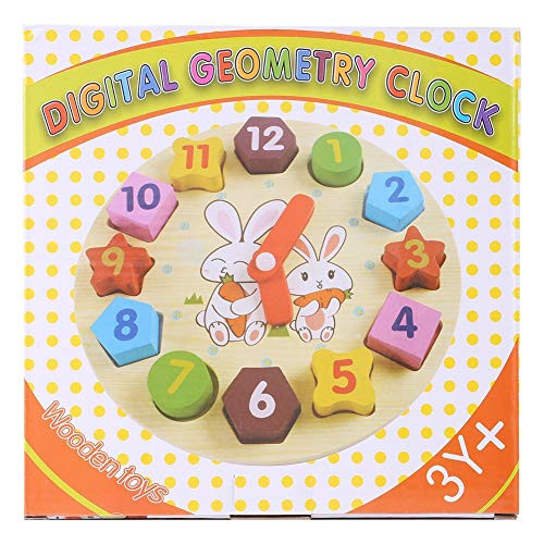 K eenso Digital Geometry Clock Toy Decor Puzzle Educational Wooden Alarm Clock Detector Children Cartoon Rabbit Clock