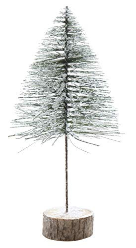 Creative Co-Op 13- Inch Artificial Tree on Wood Slice Base, Green
