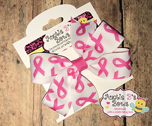 Pink Ribbon Breast Cancer Awareness Pinwheel Hair Bow 3"