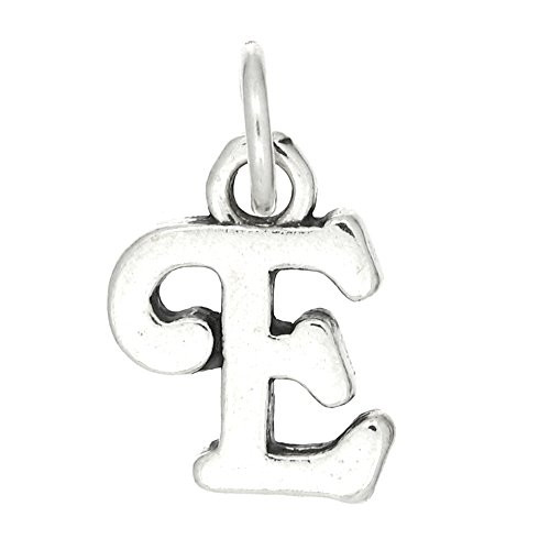 Sterling Silver Oxidized One Sided Fancy Letter E Charm