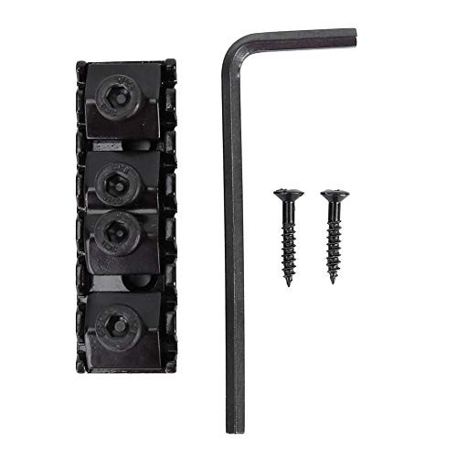 POCREATION Electric Guitar Locking Nut 7-String Locking Nut Black Plated with Screw Wrench Set Gift for 7-Sting Electric Guitar