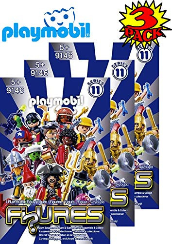 PLAYMOBIL® Figures Mystery Blind Bags Series 11 Boys 9146 (Blue) Gift Set Party Bundle - 3 Pack (Assorted)