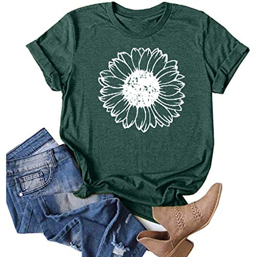 Womens Short Sleeve TopsWomens Loose T-Shirts Casual Printing Short Sleeves O-Neck Blouse Tops