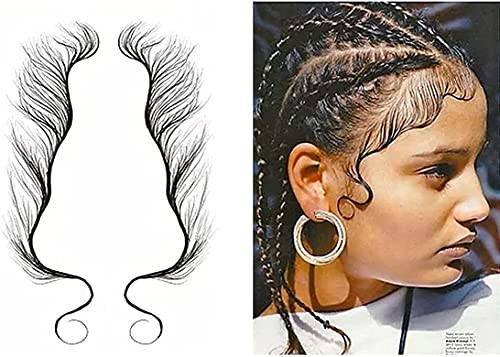 5 Styles Baby Hair Tattoo Stickers Edge Tattoo Edges Curly Hair Baby Hair Tattoo Salon Salon Hairstyling Template Hair Stickers Waterproof Temporary Tattoos for Women -B-