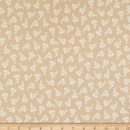E. E. Schenck Maywood Studio Ruby Scroll Leaf Fabric Tan