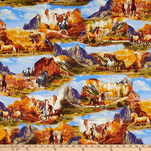 Studio E Fabrics West Wild Horse Collage Multi Fabric Sienna