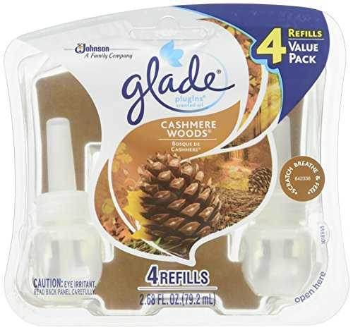 Glade Plugins Scented Oil Air Freshener Refill, Cashmere Woods, 2.68 Oz, 4 Ct