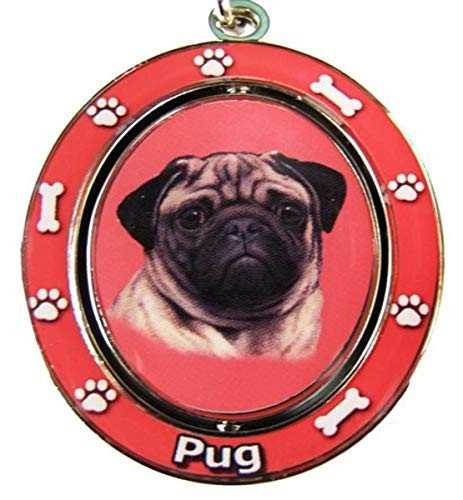 Pug Key Chain "Spinning Pet Key Chains"Double Sided Spinning Center With Pugs Face Made Of Heavy Quality Metal Unique Stylish Pug Gifts