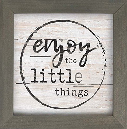 P. GRAHAM DUNN Enjoy The Little Things Whitewash Wood Look 7 x 7 Inch Pine Wood Framed Wall Art Plaque